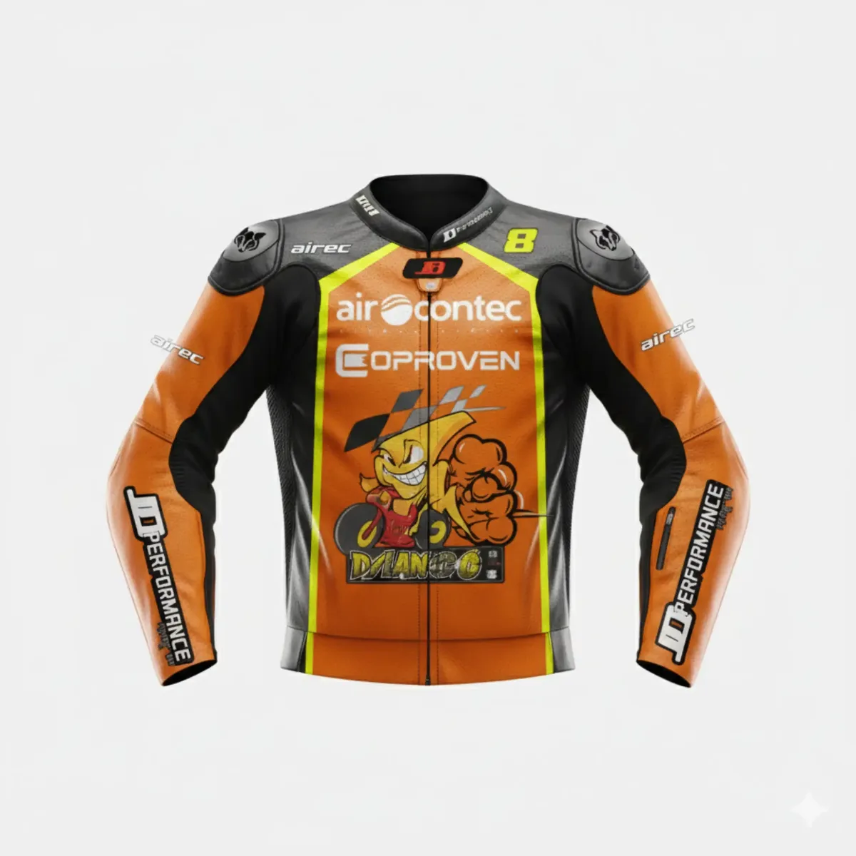 JD Men's Leather Race Jacket – Orange & Black