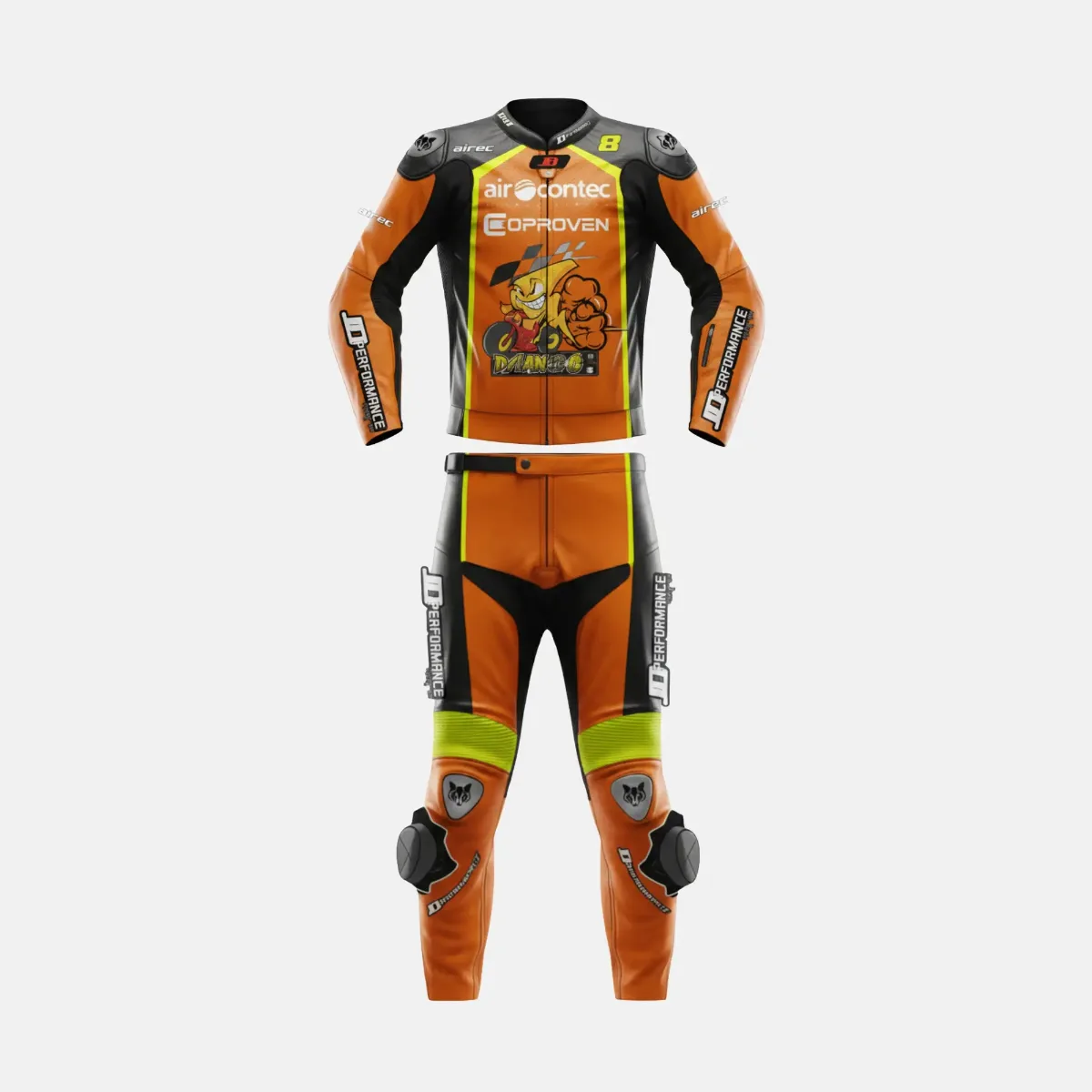 JD Men's Two-Piece Race Suit – Orange & Black