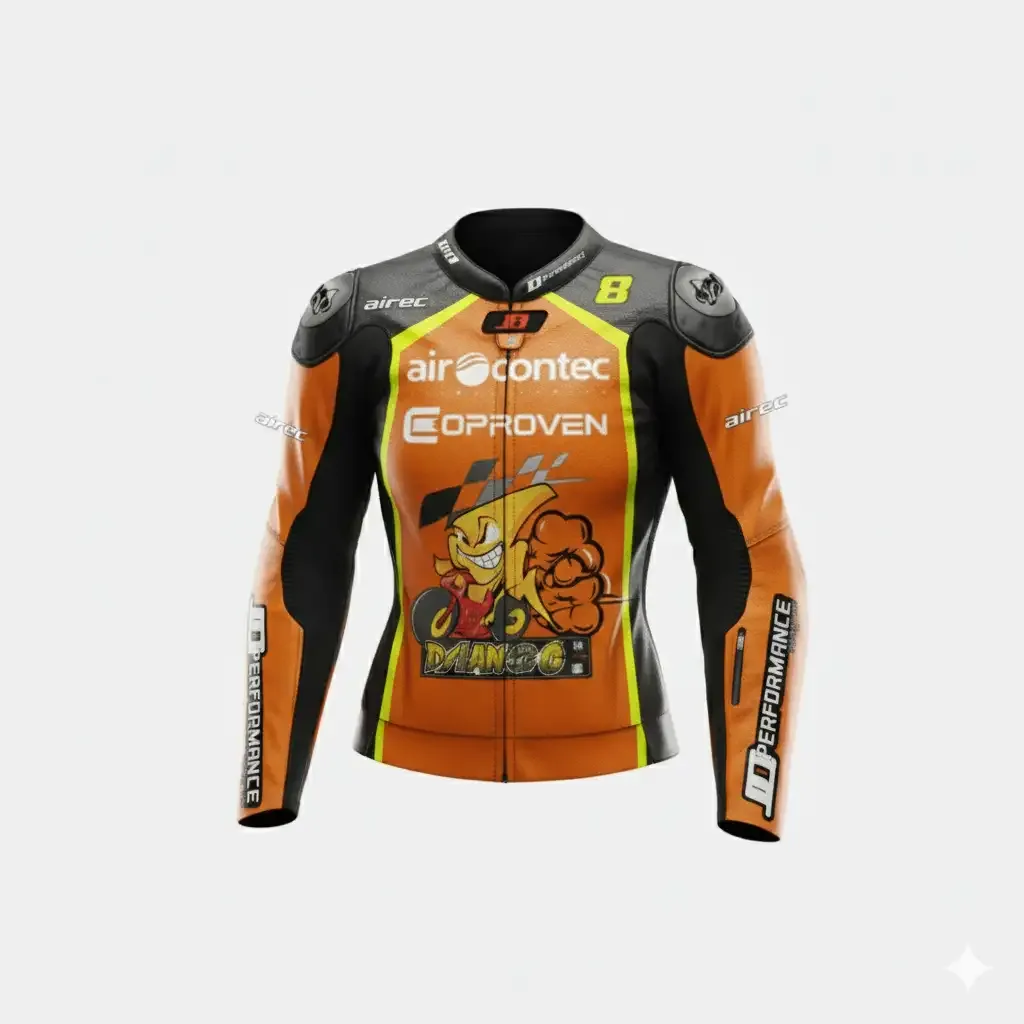 JD Women's Leather Race Jacket – Orange & Black