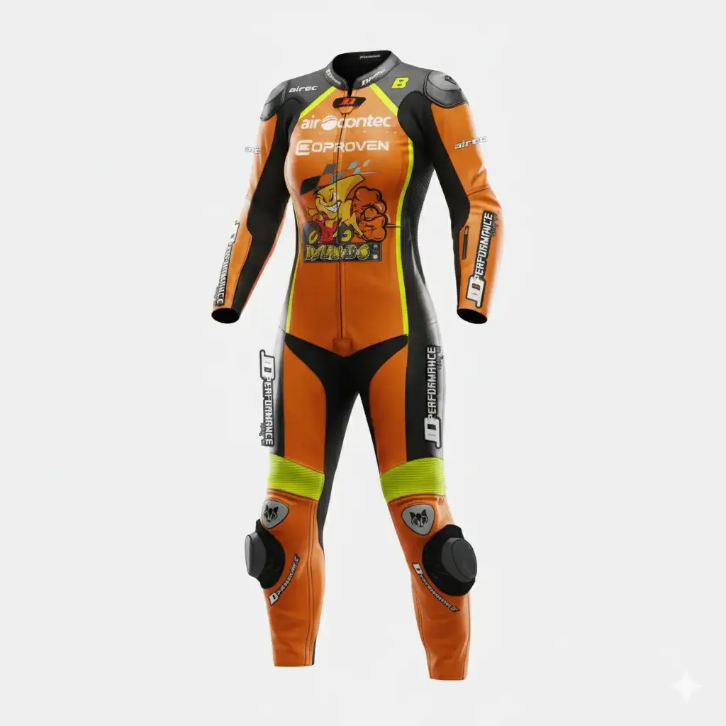 JD Women's One-Piece Race Suit – Orange & Black