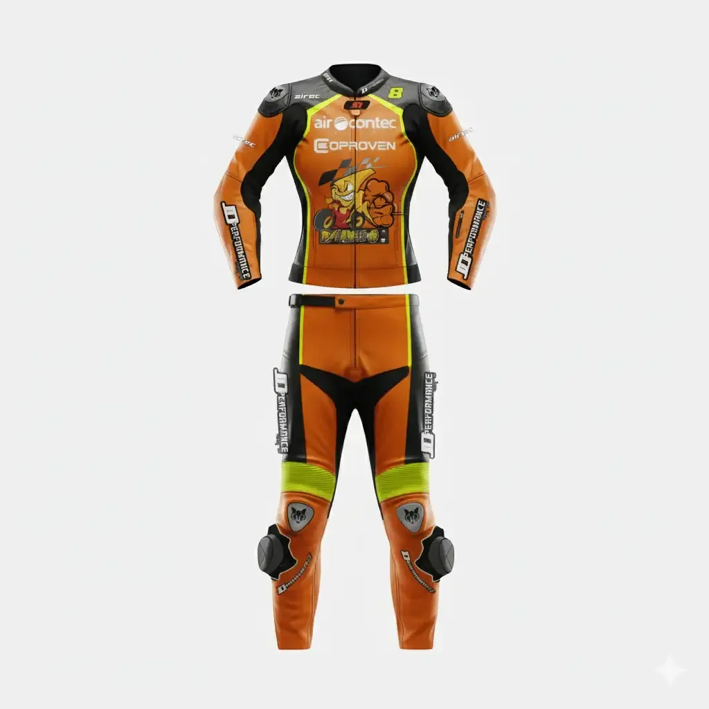 JD Women's Two-Piece Race Suit – Orange & Black