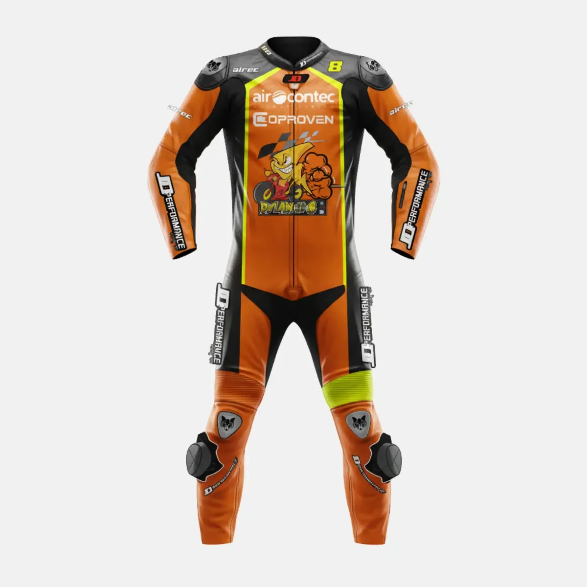 JD Men's One-Piece Race Suit – Orange & Black