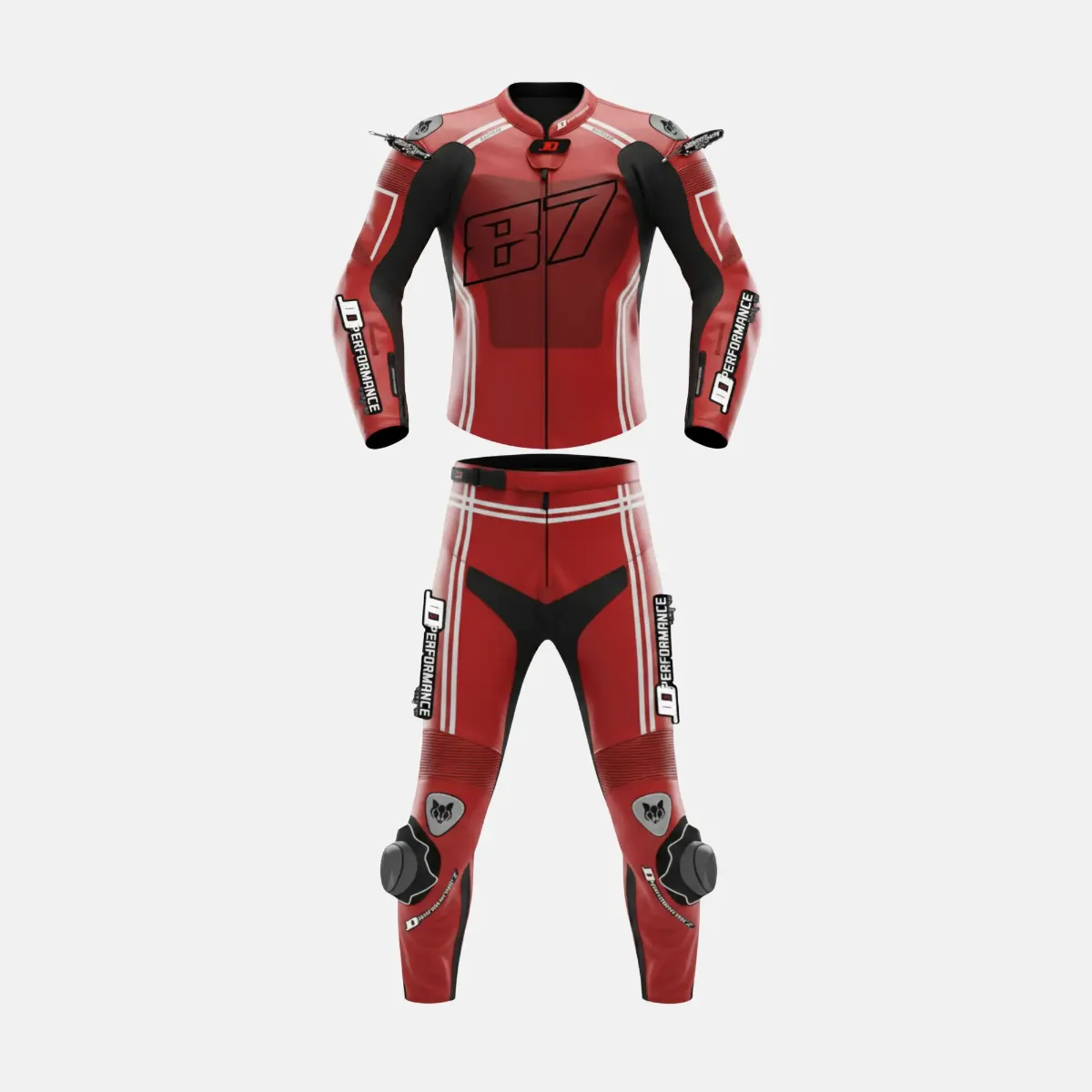 JD Men's Two-Piece Race Suit – Crimson Stripe
