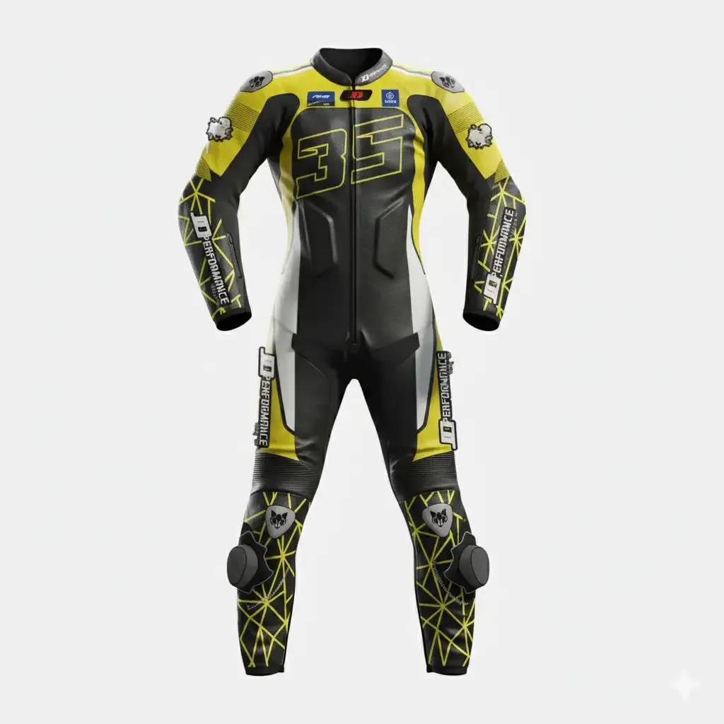 JD Women's One-Piece Race Suit – Black & Yellow Web