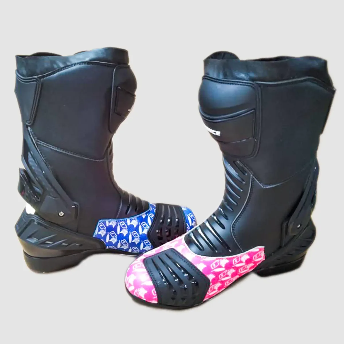 JD Performance Race Boots – Pink & Blue Toe