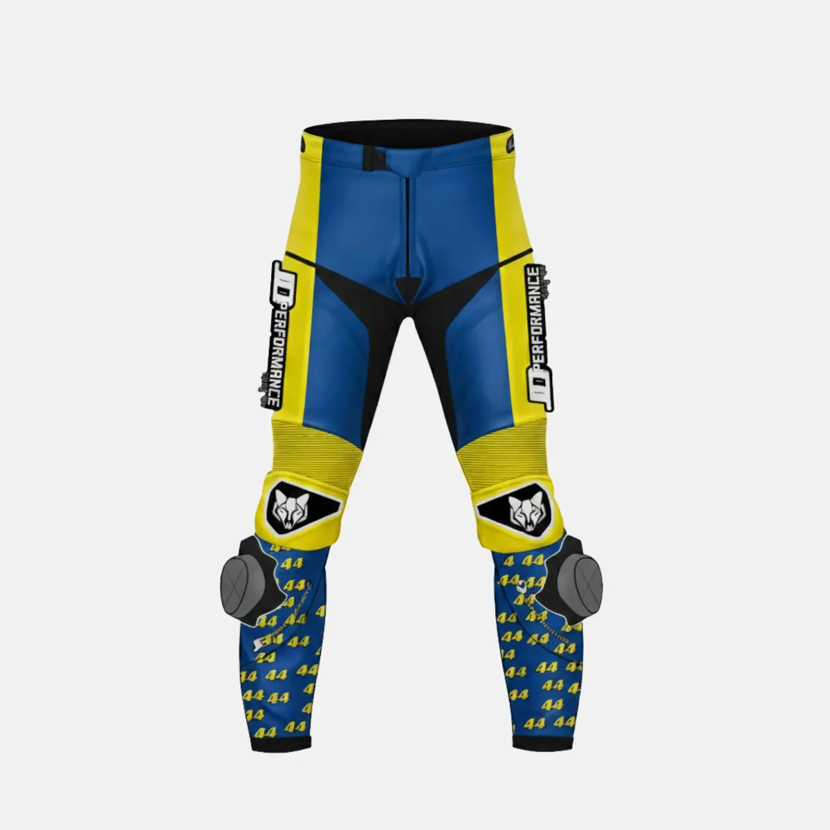 JD Men's Leather Race Pants – Blue & Yellow
