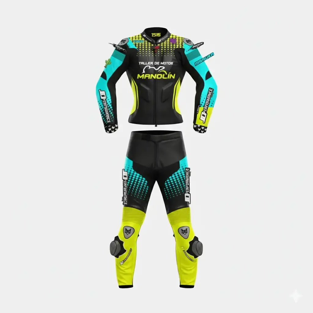 JD Women's Two-Piece Race Suit – Teal & Fluo Yellow