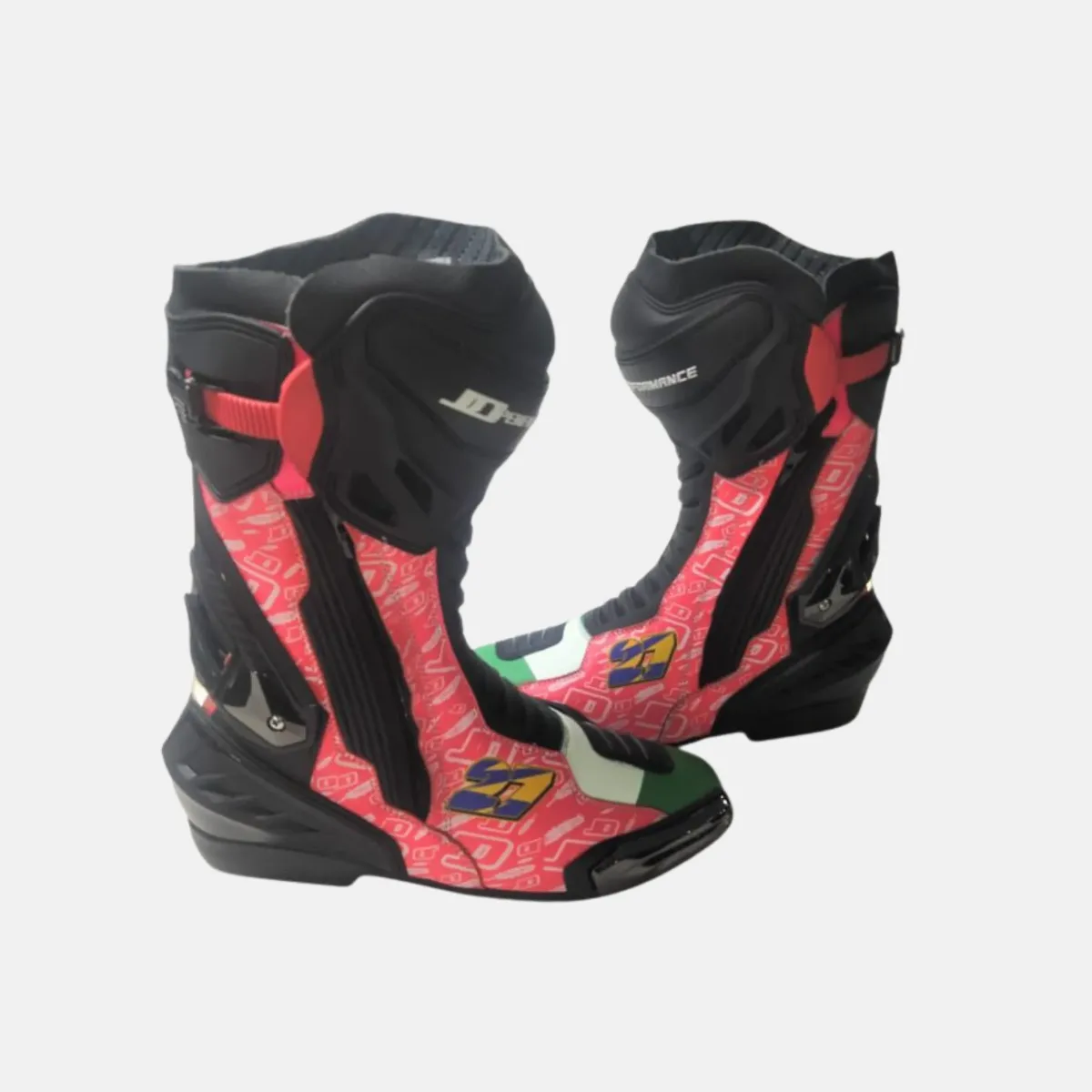 JD Performance Race Boots – Red & Green