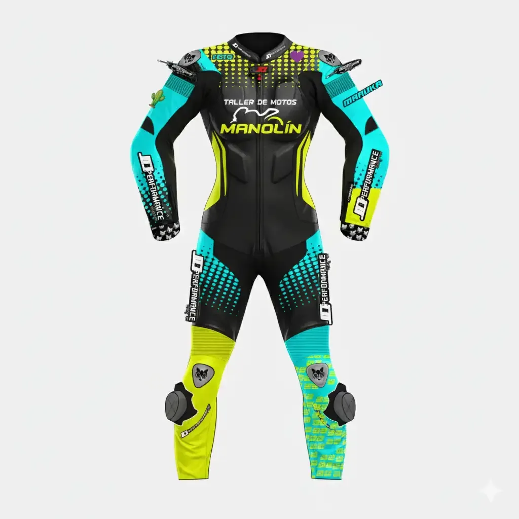 JD Women's One-Piece Race Suit – Teal & Fluo Yellow