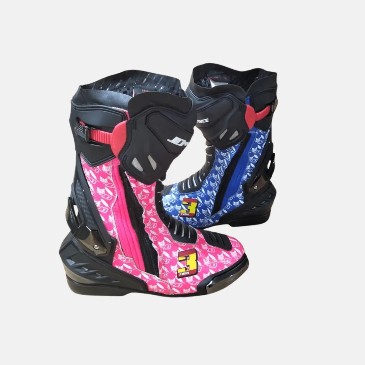 JD Performance Race Boots – Pink & Blue Mix