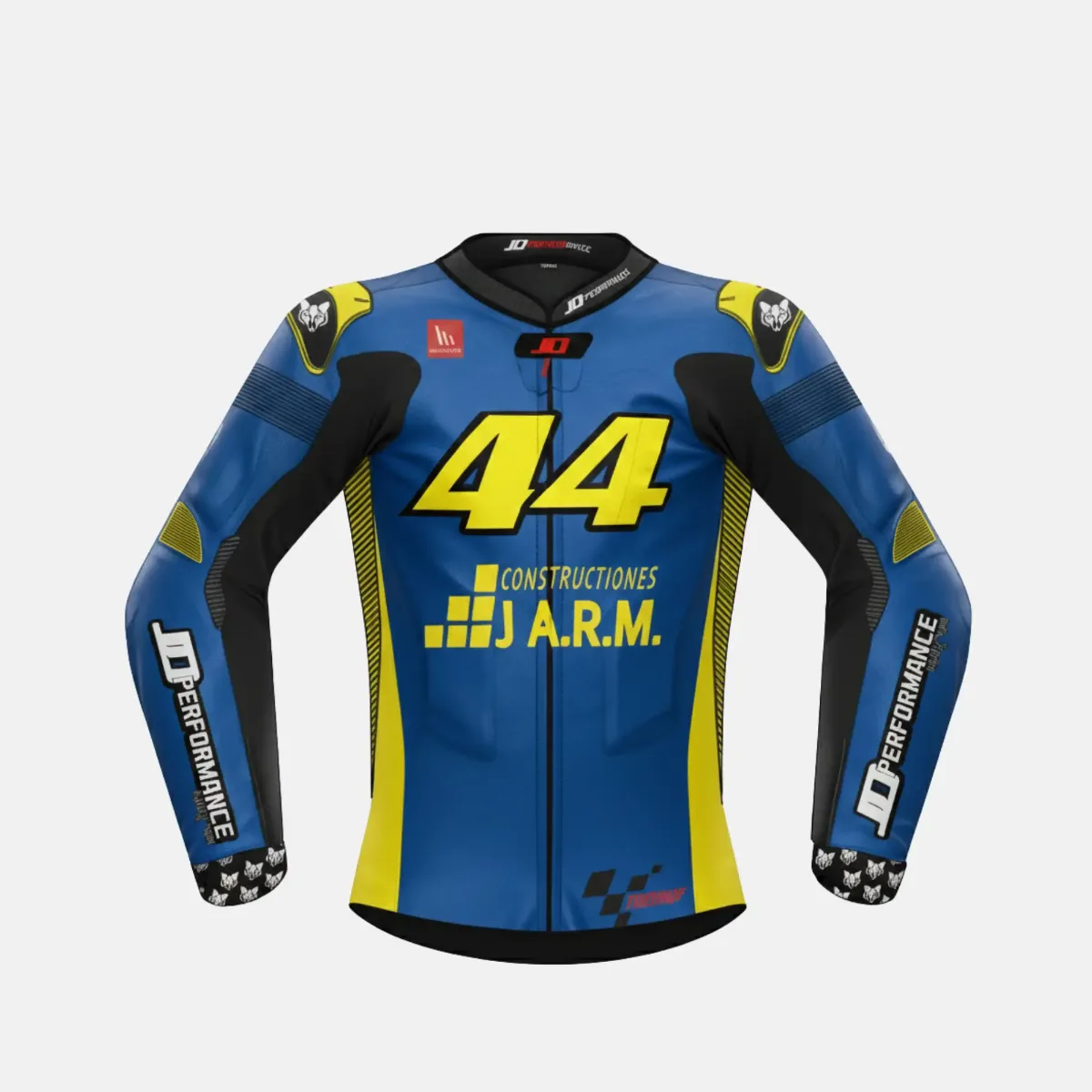 JD Men's Leather Race Jacket – Blue & Yellow