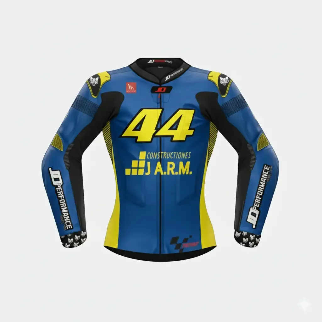 JD Women's Leather Race Jacket – Blue & Yellow