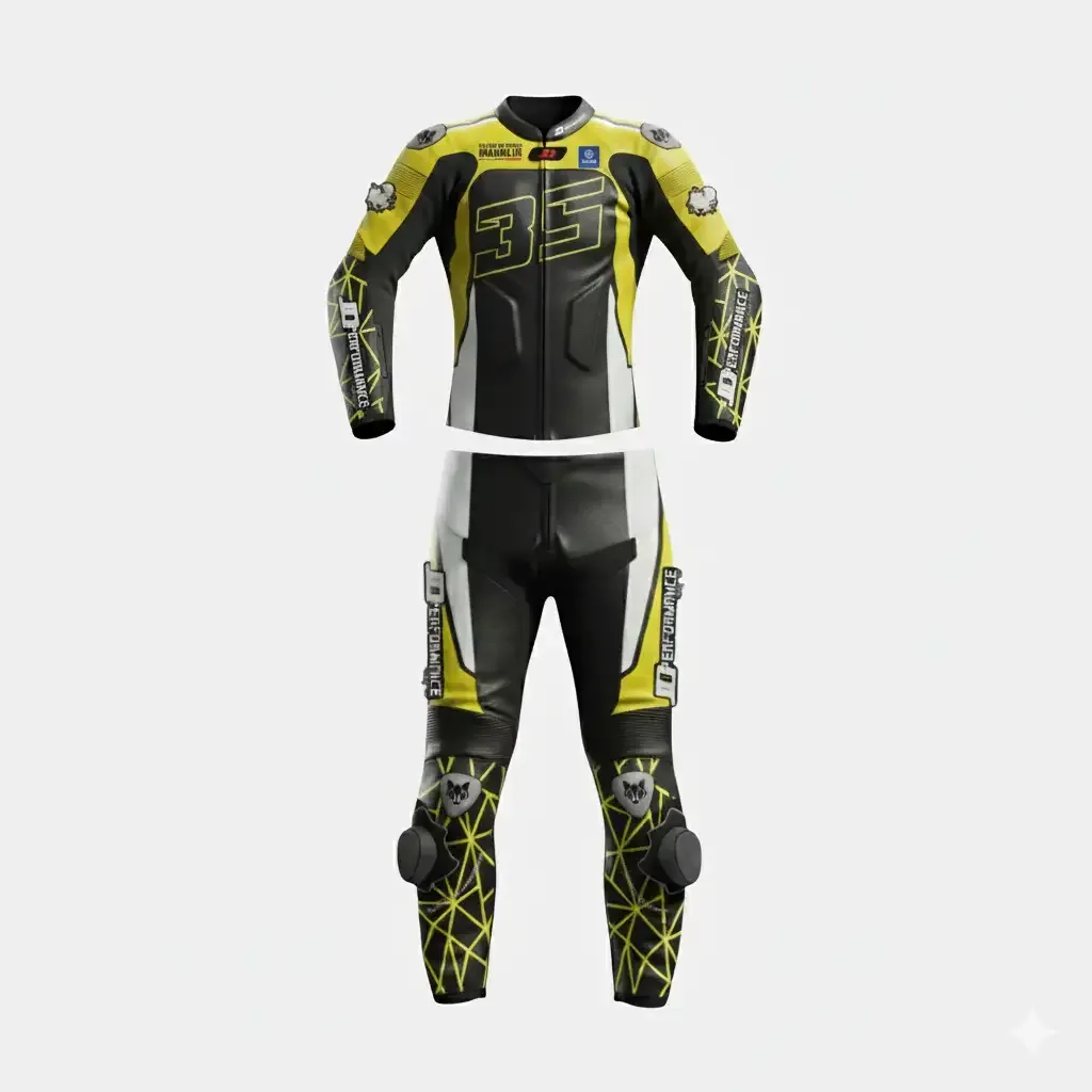 JD Women's Two-Piece Race Suit – Black & Yellow Web