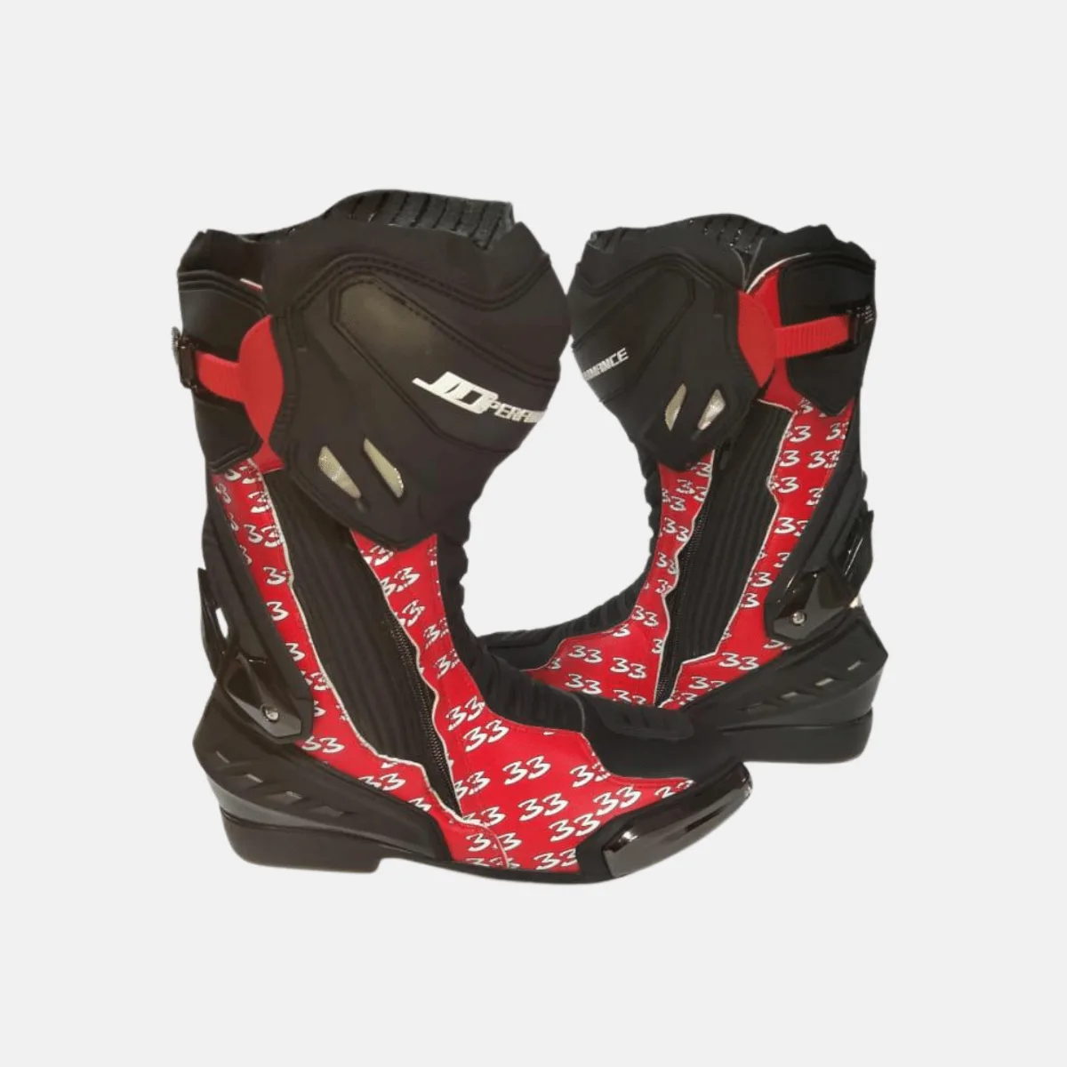 JD Performance Race Boots – Red Logo Print