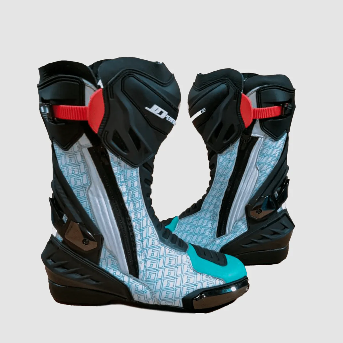 JD Performance Race Boots – Grey & Mint Print