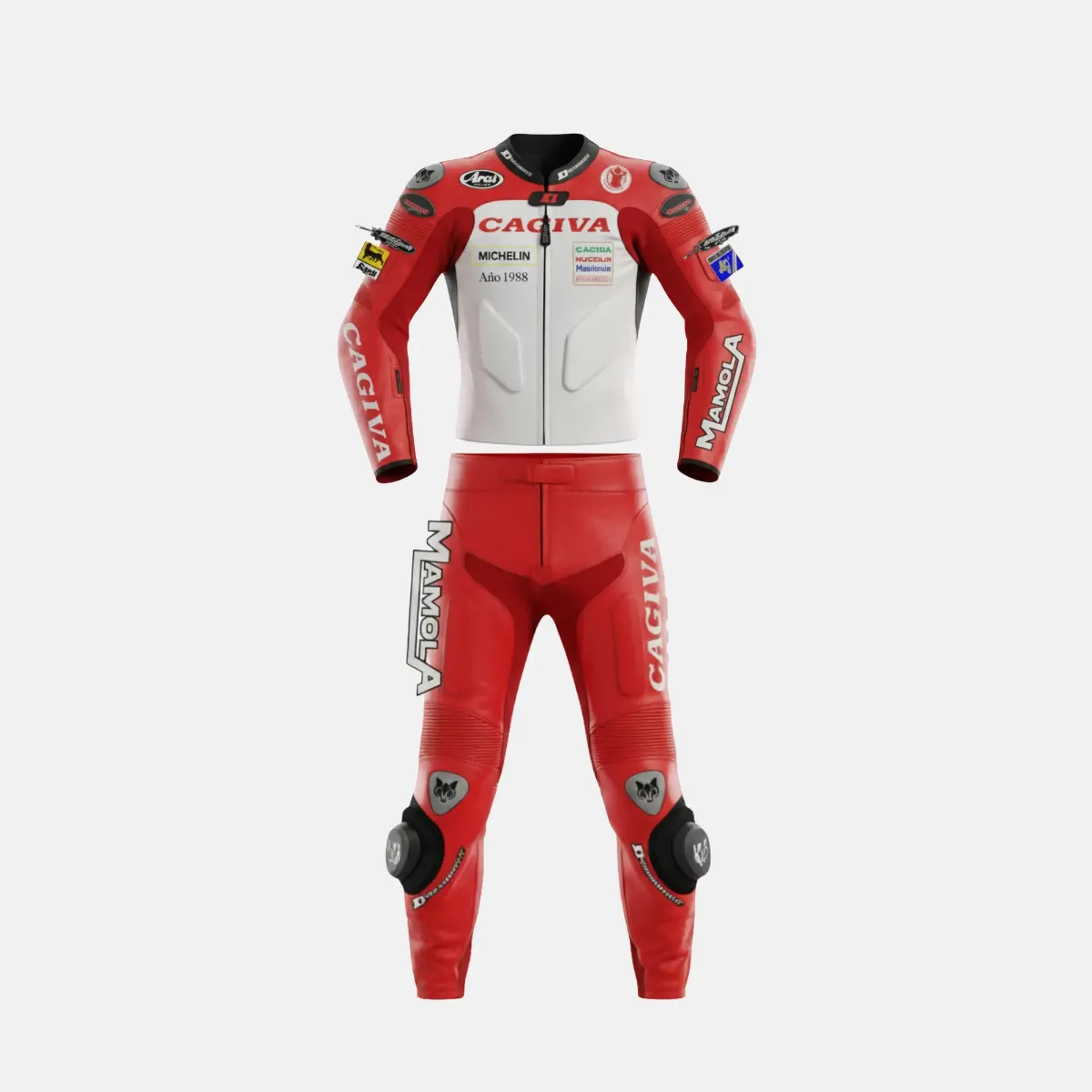 JD Men's Two-Piece Race Suit – White & Red Classic