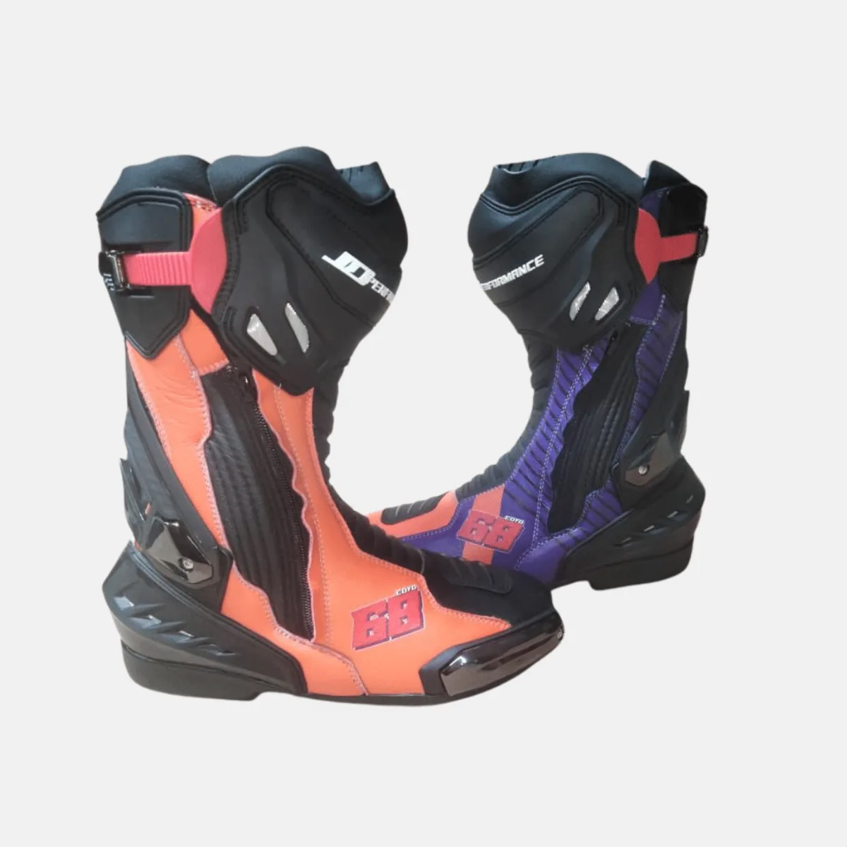 JD Performance Race Boots – Coral & Purple