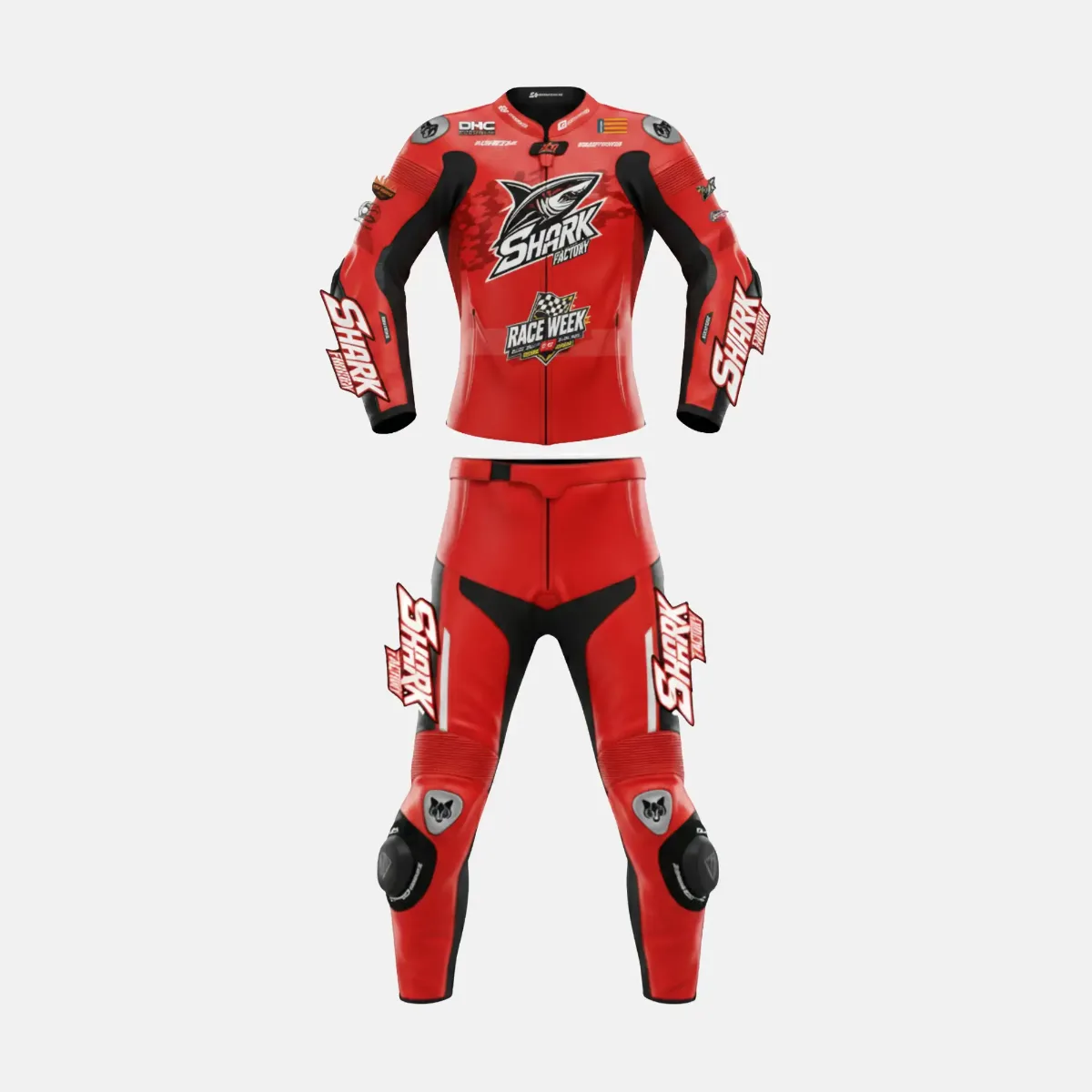 JD Men's Two-Piece Race Suit – Red Shark