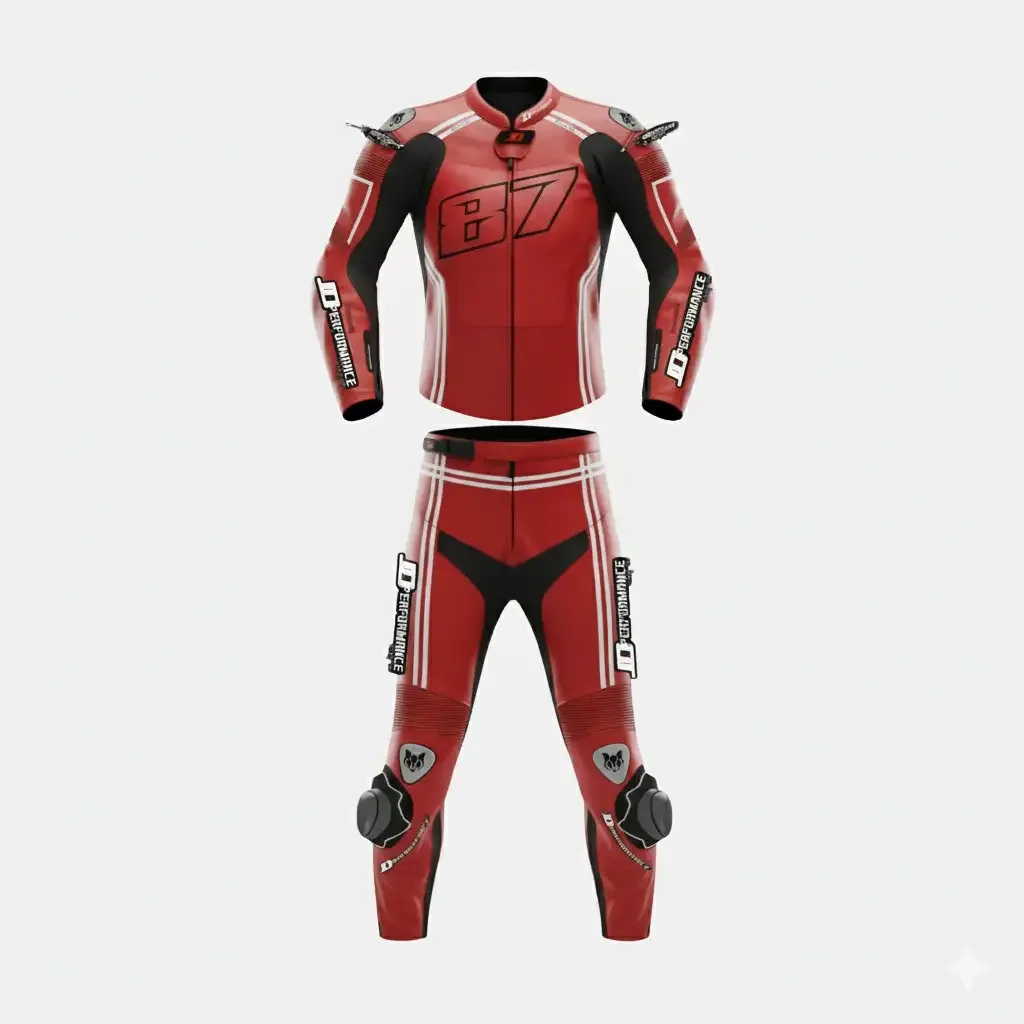 JD Women's Two-Piece Race Suit – Crimson Stripe