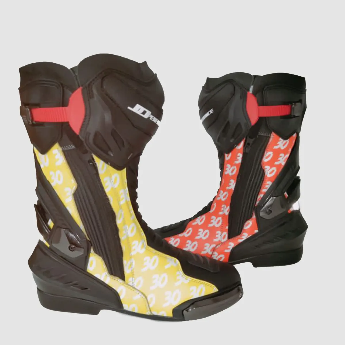 JD Performance Race Boots – Yellow & Red Print