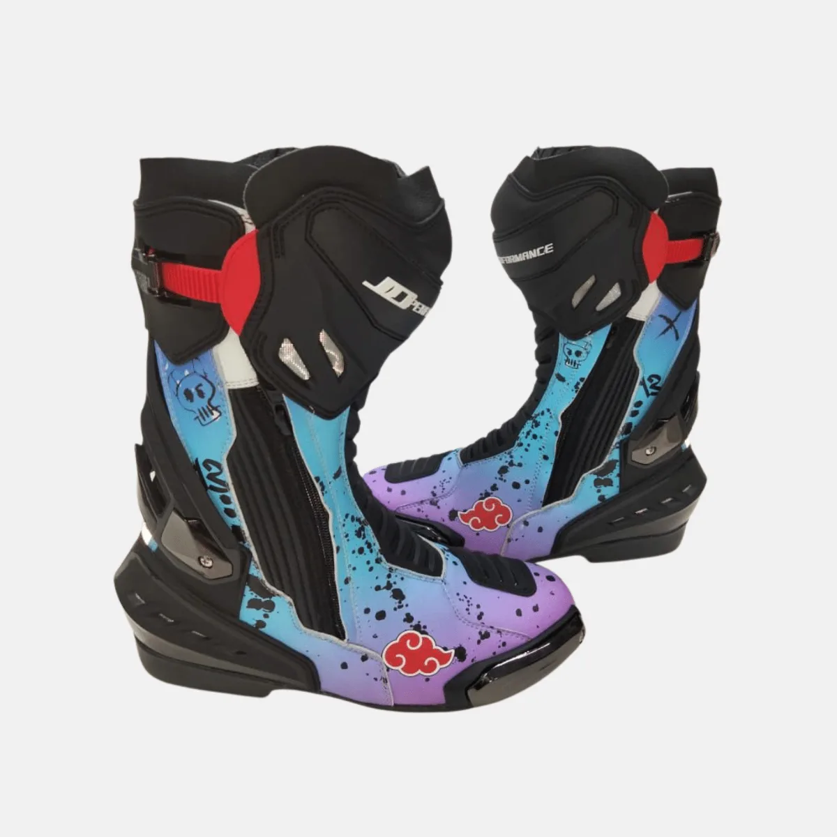 JD Performance Race Boots – Blue & Lilac Splash